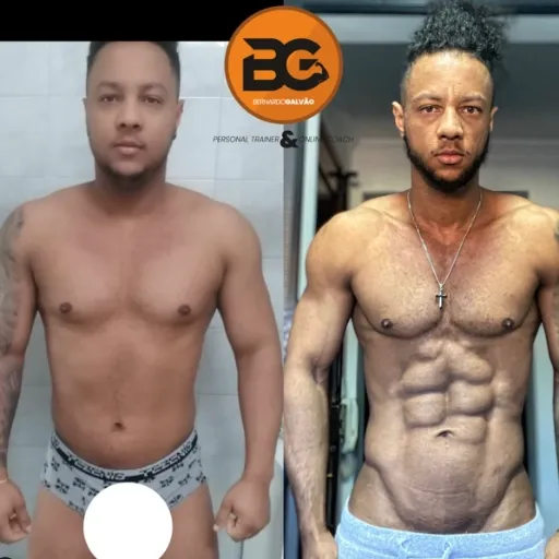 foto de atleta antes e depois de passar pelo programa de transformação corporal