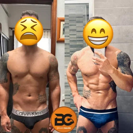 foto de atleta antes e depois de passar pelo programa de transformação corporal