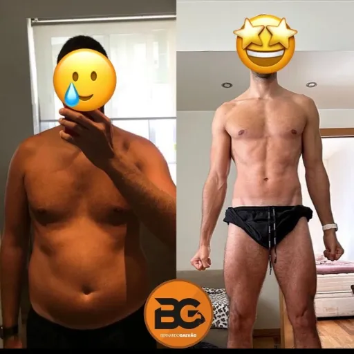 foto de atleta antes e depois de passar pelo programa de transformação corporal