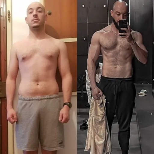 foto de atleta antes e depois de passar pelo programa de transformação corporal