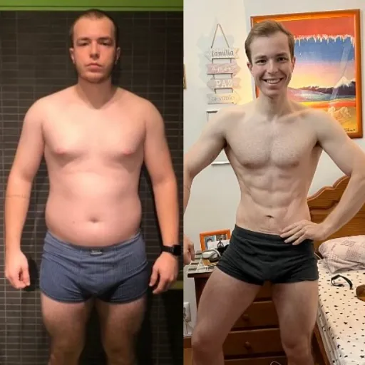 foto de atleta antes e depois de passar pelo programa de transformação corporal