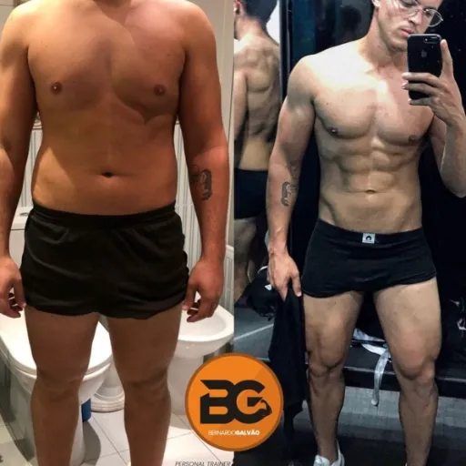 foto de atleta antes e depois de passar pelo programa de transformação corporal