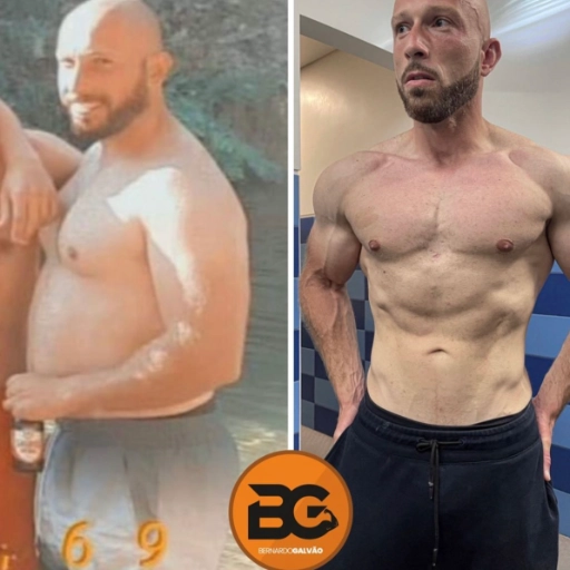 foto de atleta antes e depois de passar pelo programa de transformação corporal