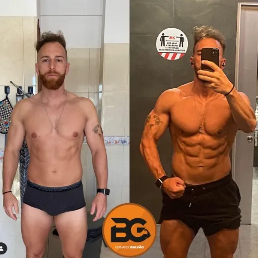 foto de atleta antes e depois de passar pelo programa de transformação corporal