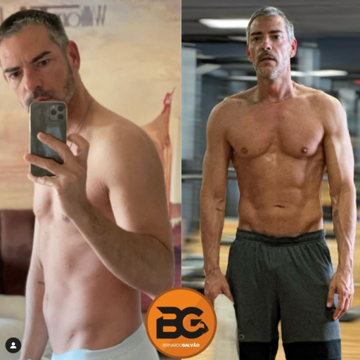 foto de atleta antes e depois de passar pelo programa de transformação corporal