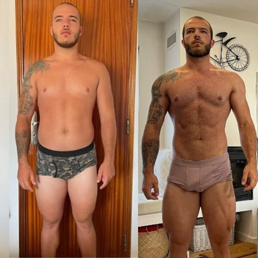 foto de atleta antes e depois de passar pelo programa de transformação corporal
