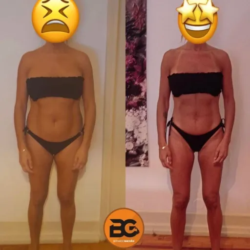 foto de atleta antes e depois de passar pelo programa de transformação corporal